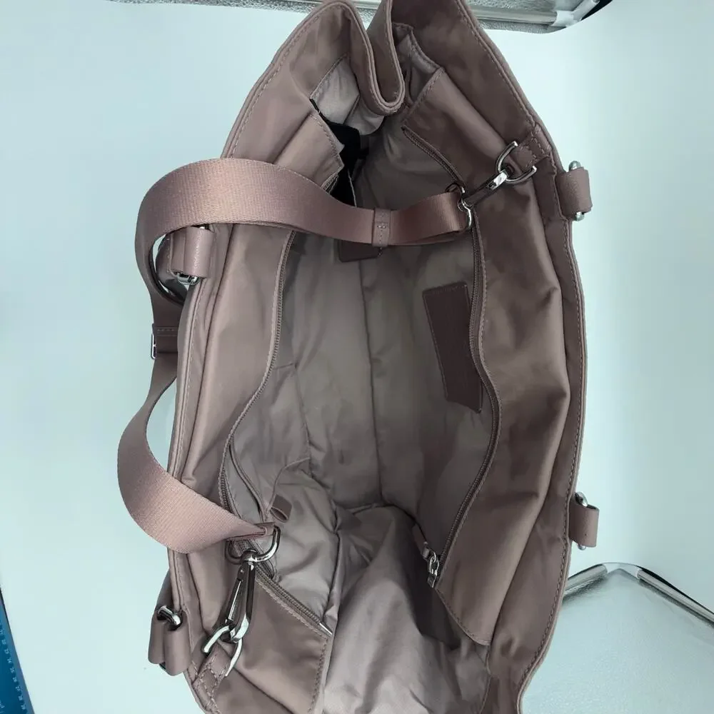 TUMI Voyageur Valetta Large Tote Bag Light Mauve Pink Nylon Laptop Travel